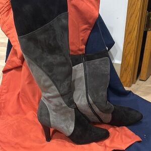 Heels boots/ black k and gray/stretch/Trump